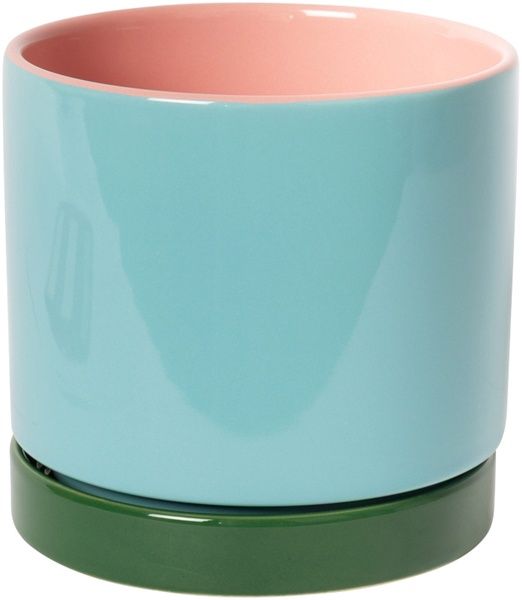 Bloempot blauw/groen/roze ø12,5 cm