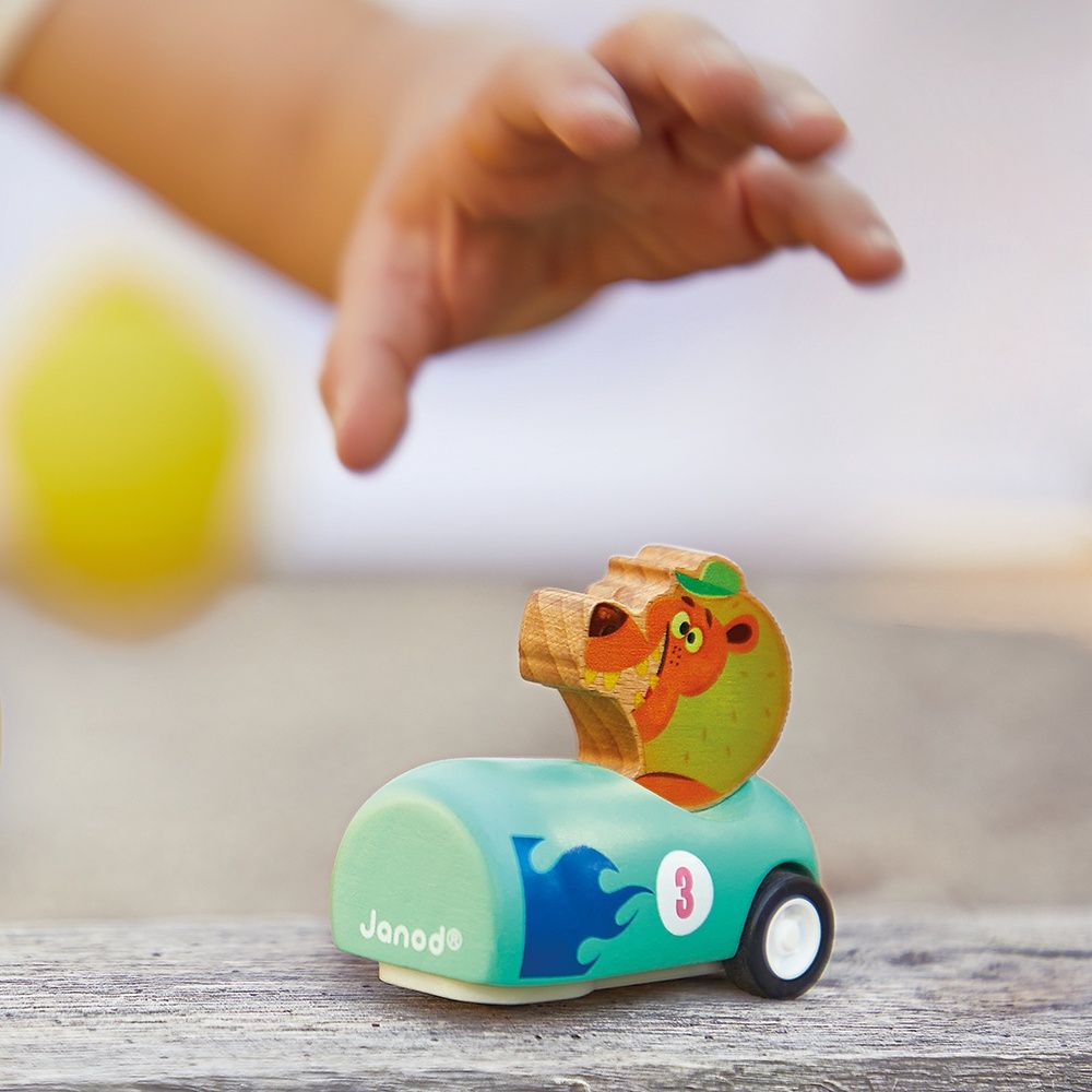 Janod I Pull-back auto applepop, Pull-back auto: Leeuw