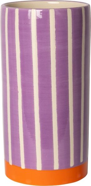 Vaas dunne strepen wit/paars/oranje 20xø10 cm