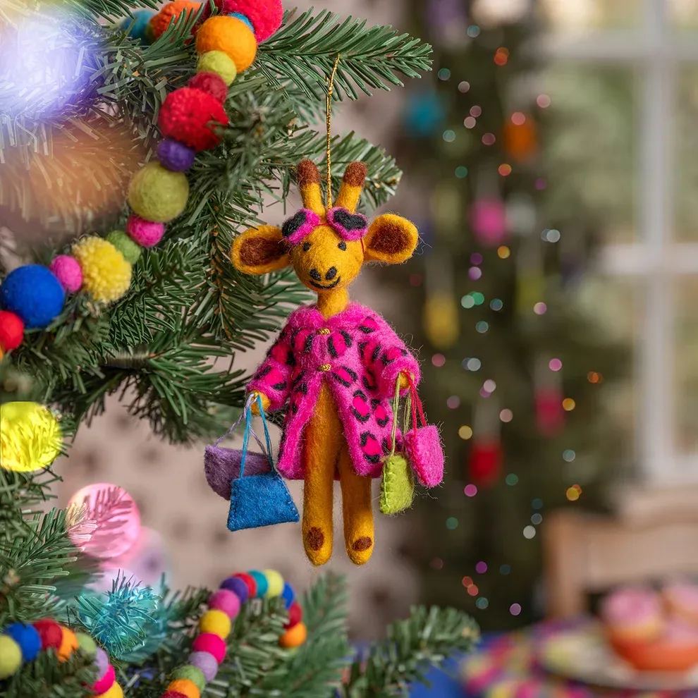 Sjaal met Verhaal I Hanger Giraffe Shopaholic (div. kleuren), Kleur: Roze