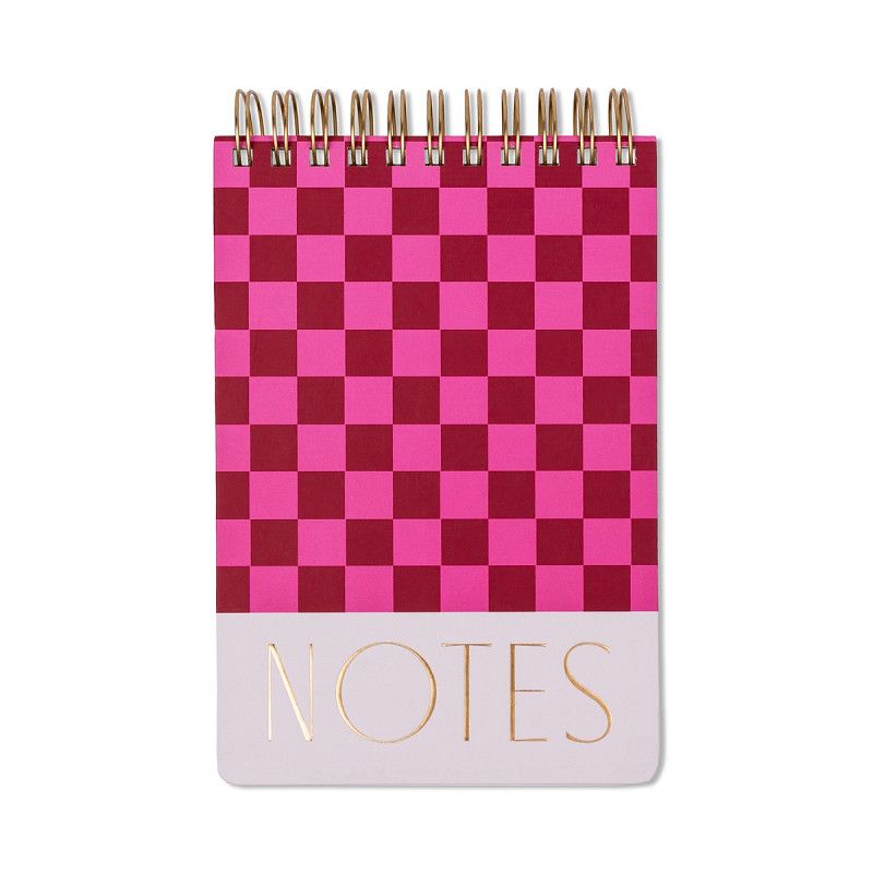 Notebook geruit burgundy / roze