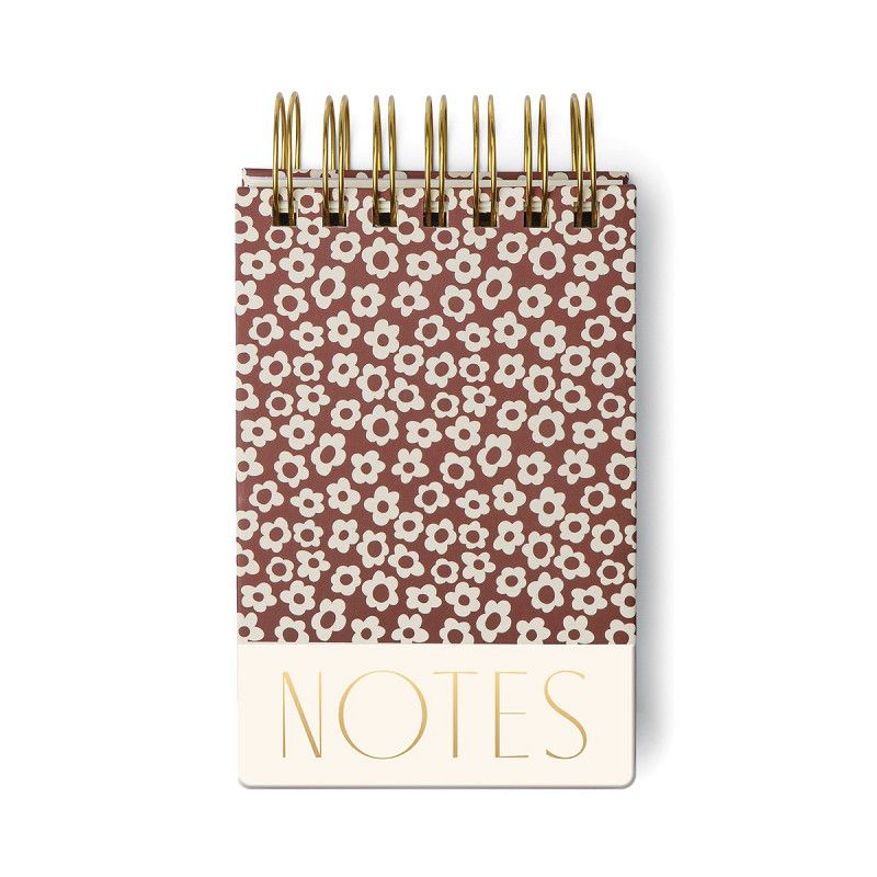 Notebook bloemetjes bruin / wit