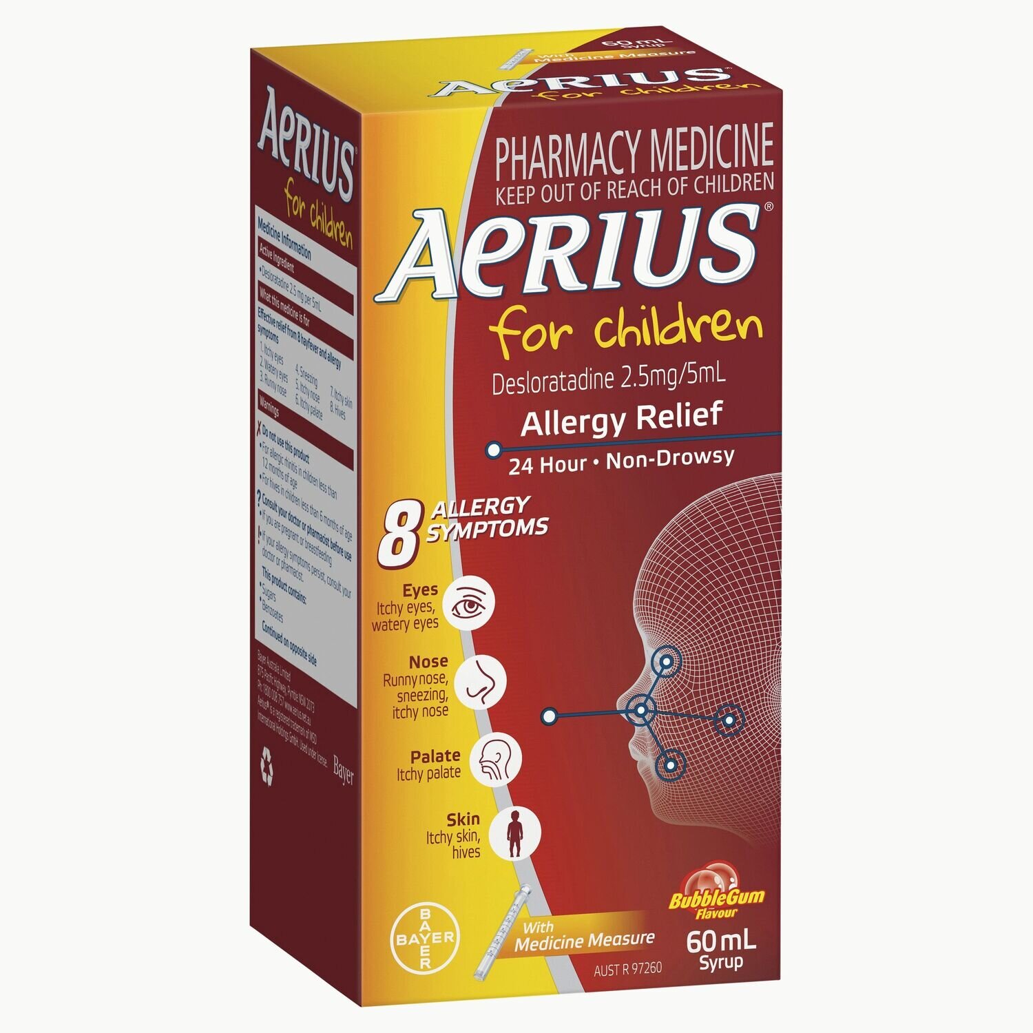 AERIUS SYRUP 2.5MG 60ML FOR CHILDREN ALLERGY RELIEF ANTIHISTAMINE
