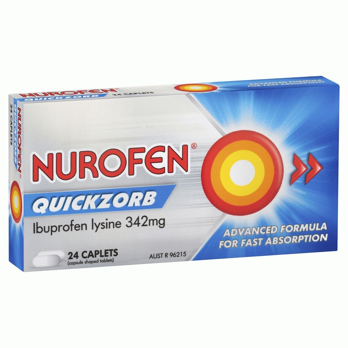 NUROFEN QUICKZORB CAPLETS 24 IBUPROFEN LYSINE 342MG CAP Medicines