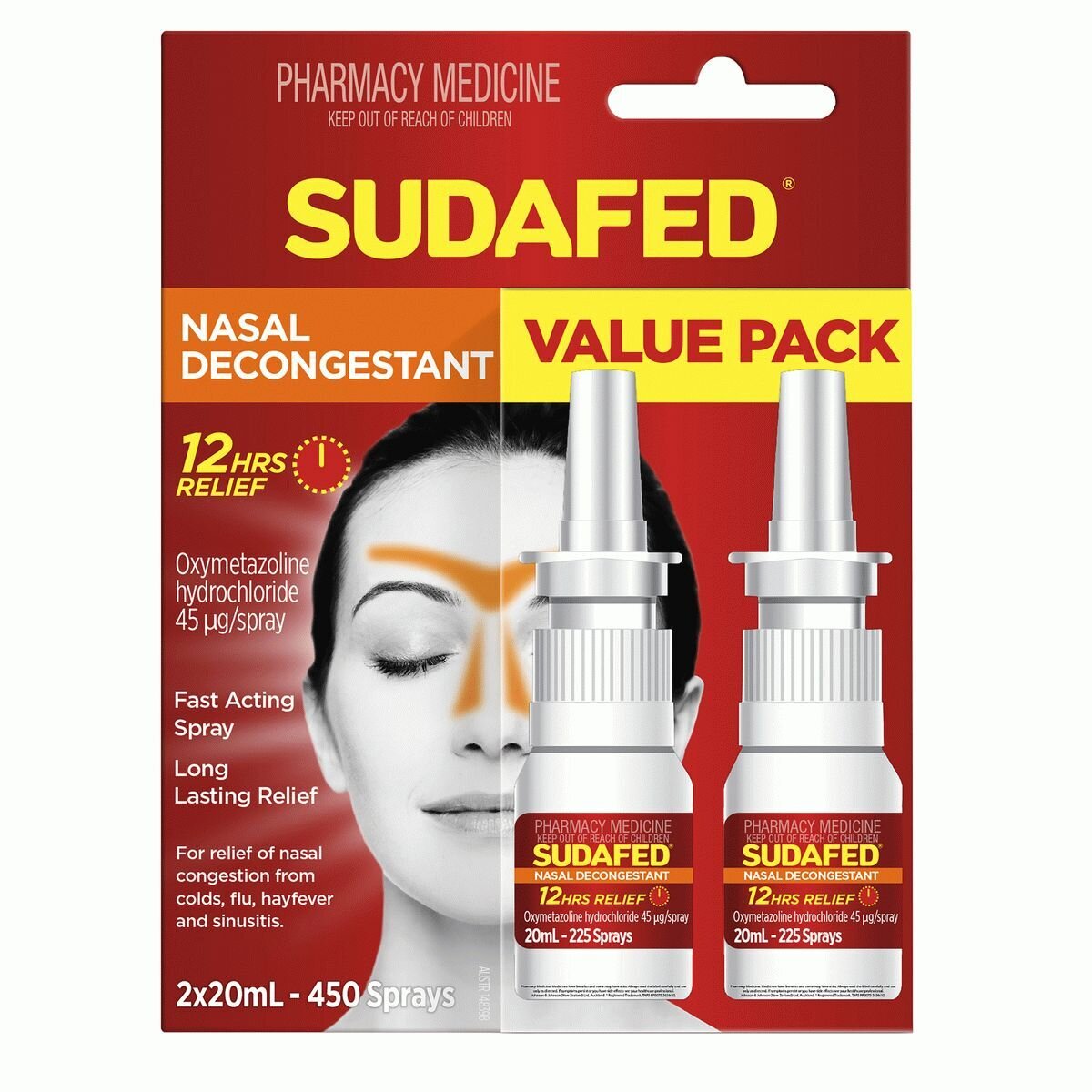 SUDAFED NASAL SPRAY TWIN 2X20ML DECONGESTANT VALUE PACK 2X 20ML