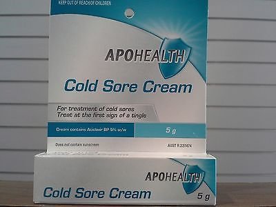 3XAPOHEALTH COLD SORE CREAM 5G EQUIVALENT TO ZOVIRAX (TWICE THE SIZEAND CHEAPER)