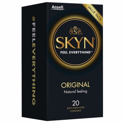 ANSELL SKYN NATURAL COLOR ORIGINAL NON-LATEX CONTRACEPTIVE CONDOMS 20 PACKS