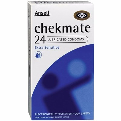 ANSELL CHECKMATE CONTRACEPTIVE CONDOMS LUBRICATED 24 PACK