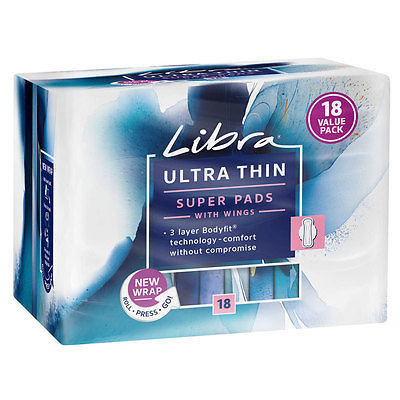 LIBRA ULTRA THIN SUPER PADS WITH WINGS 18S
