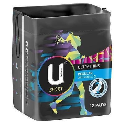 U BY KOTEX SPORT ULTRATHINS PADS REGULAR WITH WINGS 12 PADS