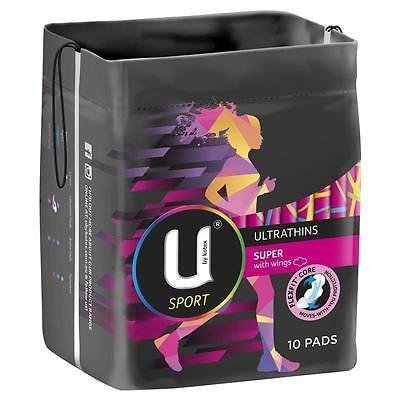 U BY KOTEX SPORT ULTRATHINS PADS SUPER WITH WINGS 10 PADS