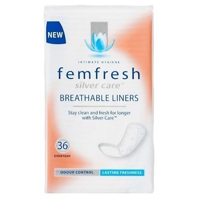 FEMFRESH SILVER CARE BREATHABLE LINERS ODOUR CONTROL - 36 LINERS