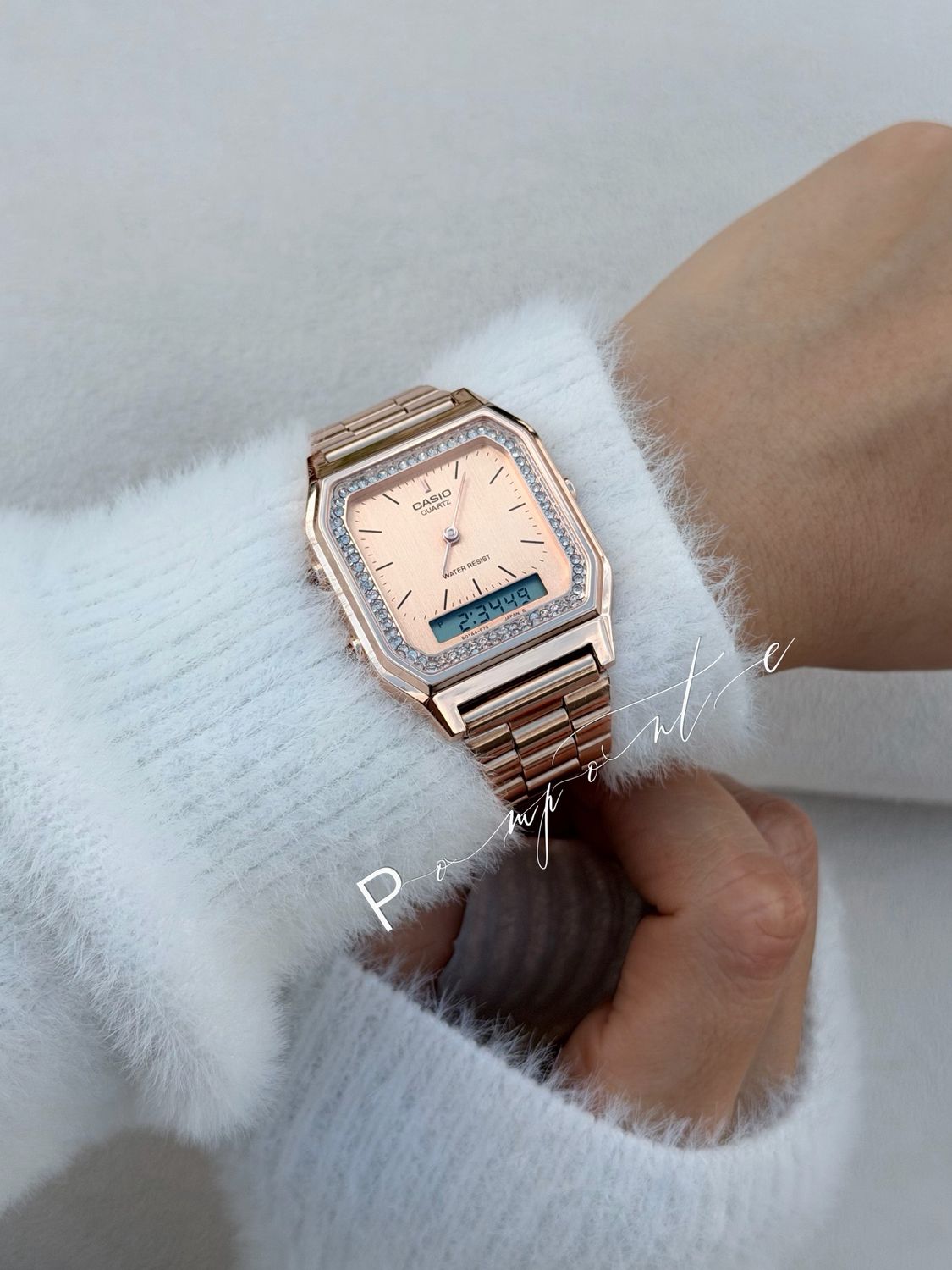 Casio old money rose gold diamond