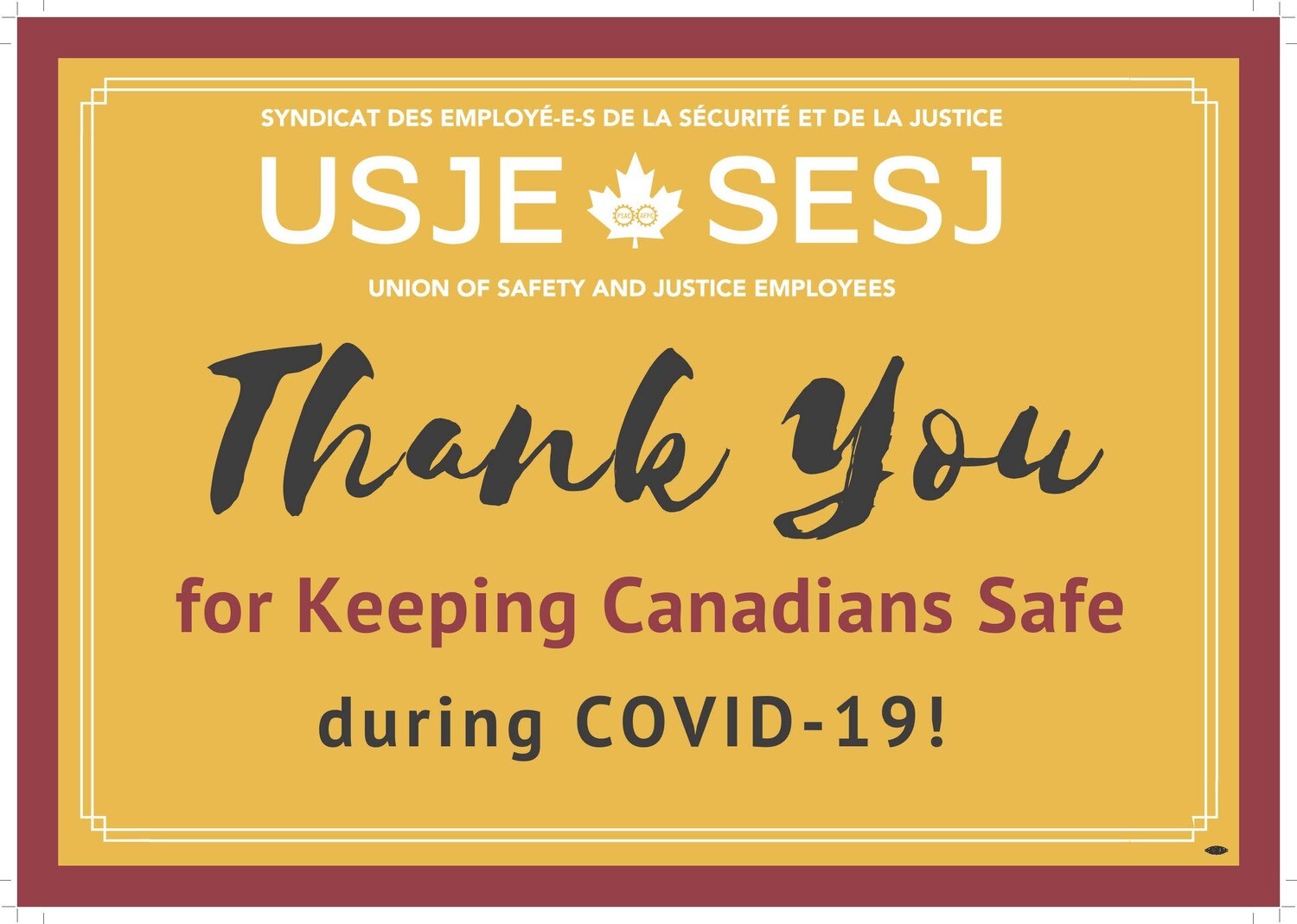 Lawn Sign (Keeping Canadians Safe) / Panneau de pelouse (Assurer la sécurité des Canadien-ne-s)