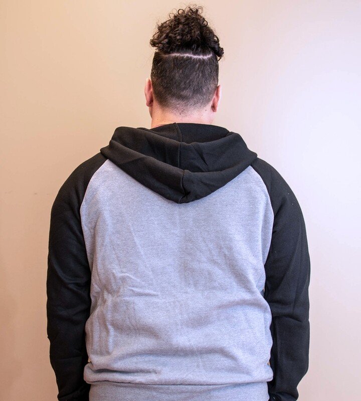 Grey/Black Full-Zip Hoodie (Unisex) / Chandail à capuchon à fermeture éclaire gris/noir (Unisexe)