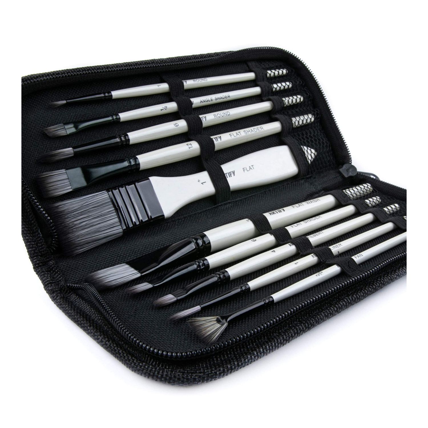 Artify 10-Piece Nylon Paint Brush Set with Carrying Case