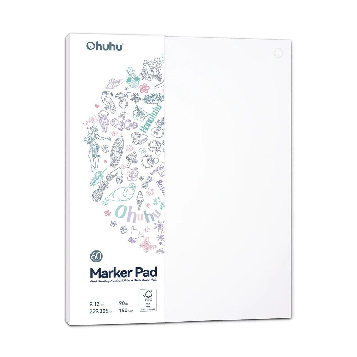 Marker Pad A4+ (9×12 in / 23×30.5 cm), 150 GSM, 60 Sheets – Bleedproof Paper for Alcohol Markers