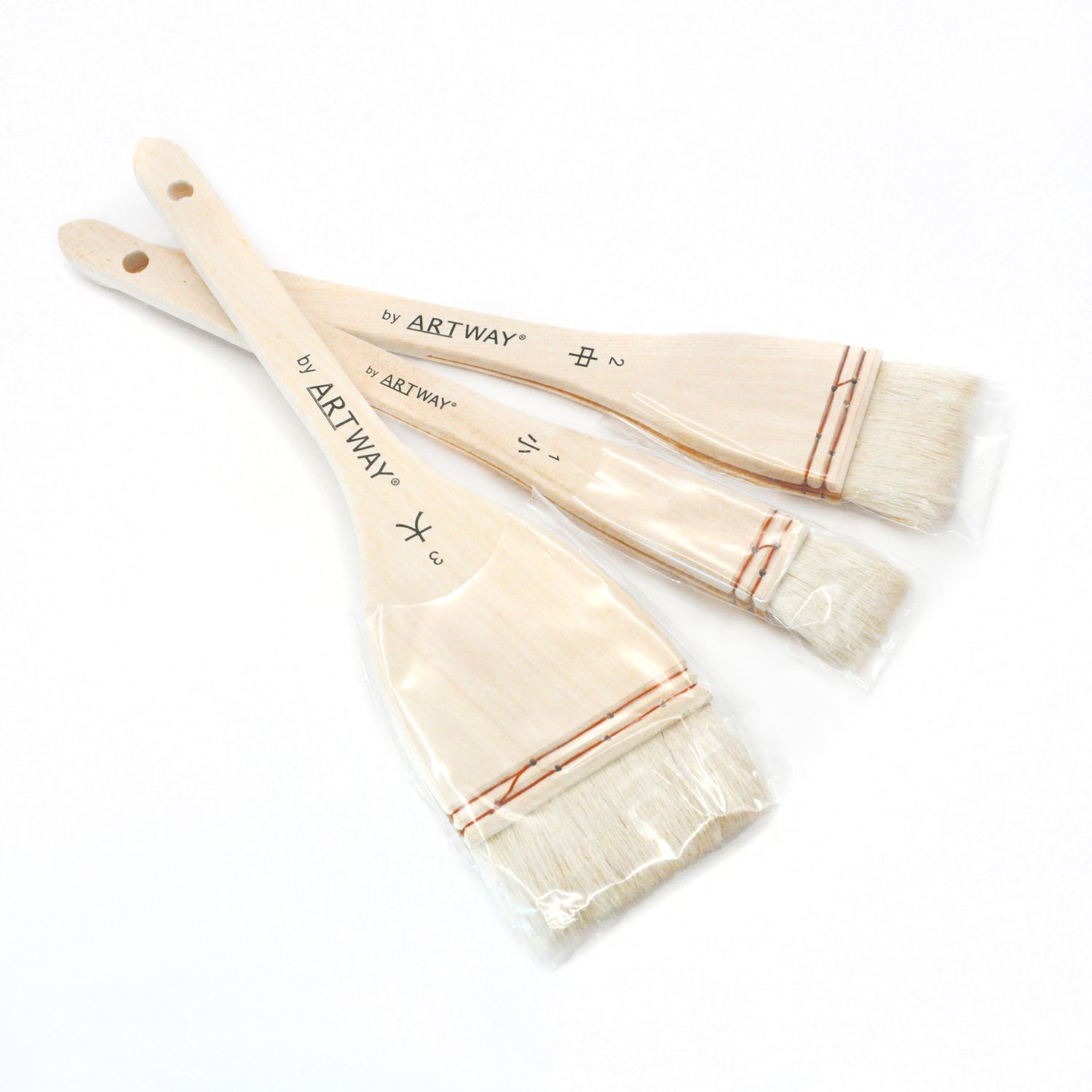 Hook Brush Set – Natural Goat Hair Brushes, 3 Sizes (25 / 45 / 75 mm)