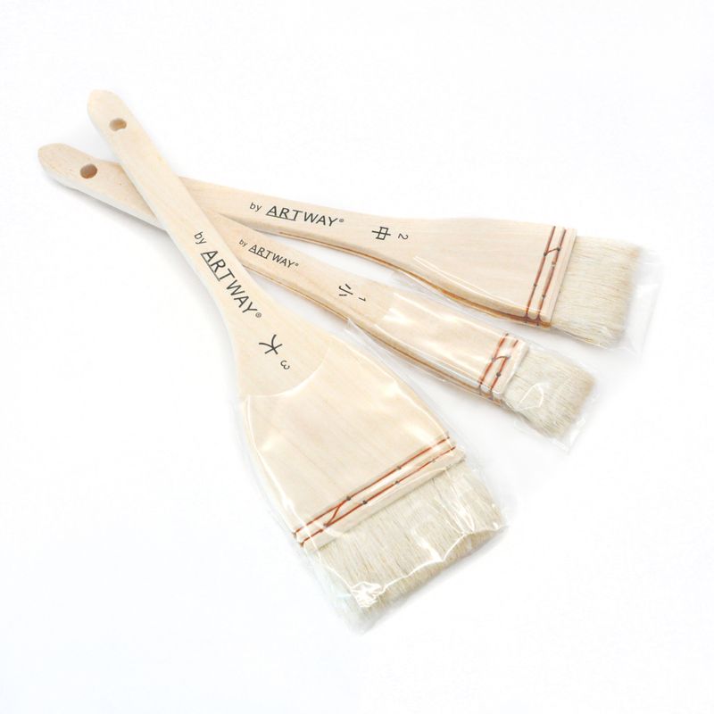 Hook Brush Set – Natural Goat Hair Brushes, 3 Sizes (25 / 45 / 75 mm)