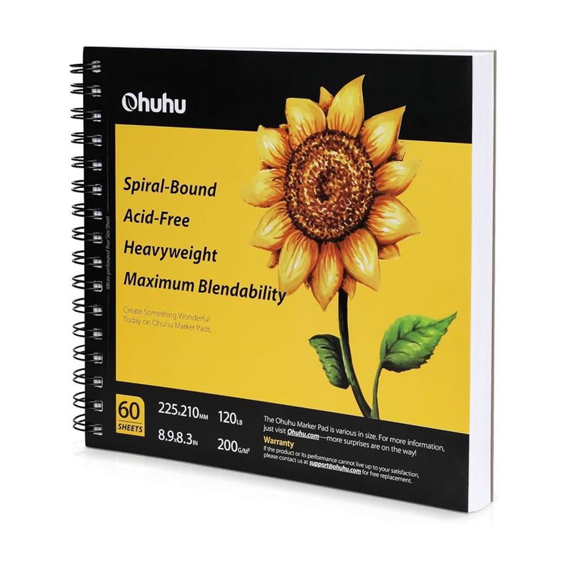 Ohuhu Spiral Sketchbook A4, 200 GSM – Double-Sided Acid-Free Drawing Paper