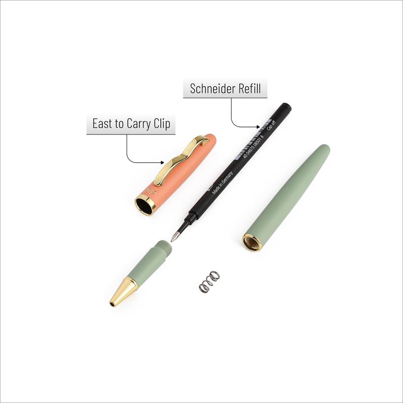 Luxury Ballpoint Pen – Pastel Green &amp; Gold, Black Ink