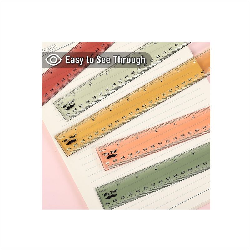 Mr. Pen 30 cm Clear Plastic Ruler – Vintage Color (1 Piece)