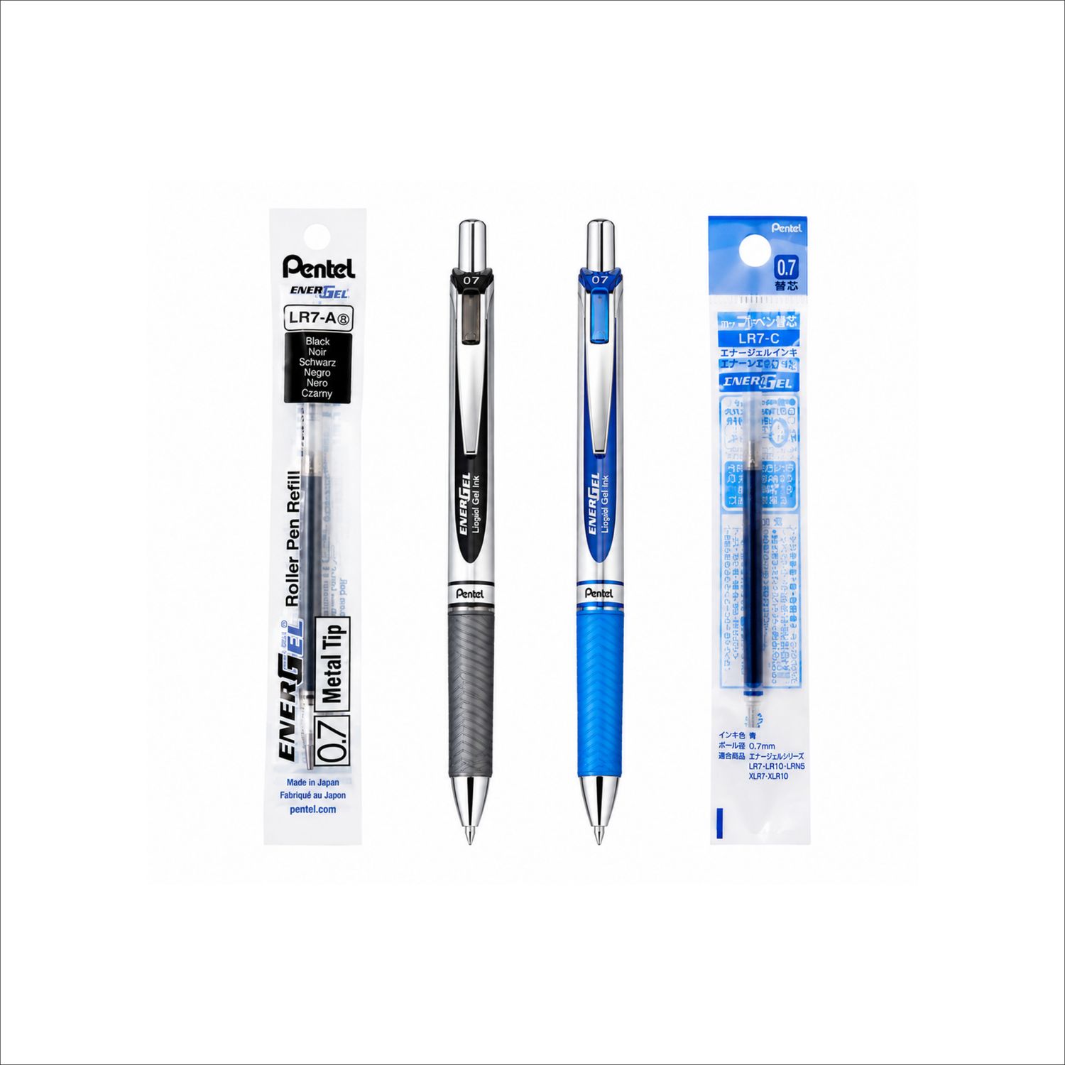 Pentel EnerGel Deluxe RTX Retractable Gel Pen 0.7 mm with Refill – Black or Blue (1 Piece)