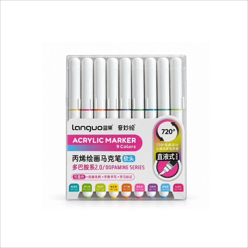 Acrylic Markers – 9 Colours, 1 mm