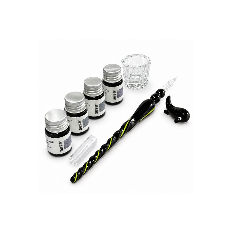 Glass Calligraphy Pen Set with Coloured Inks