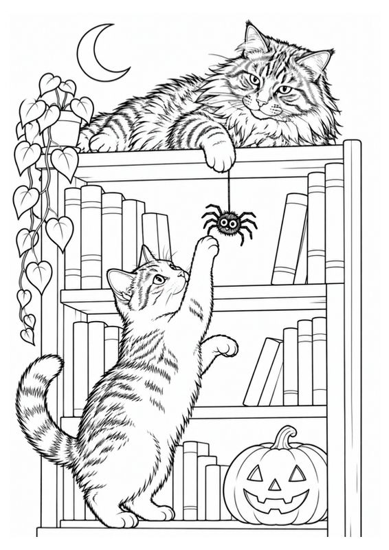 Halloween Cats Bookshelf