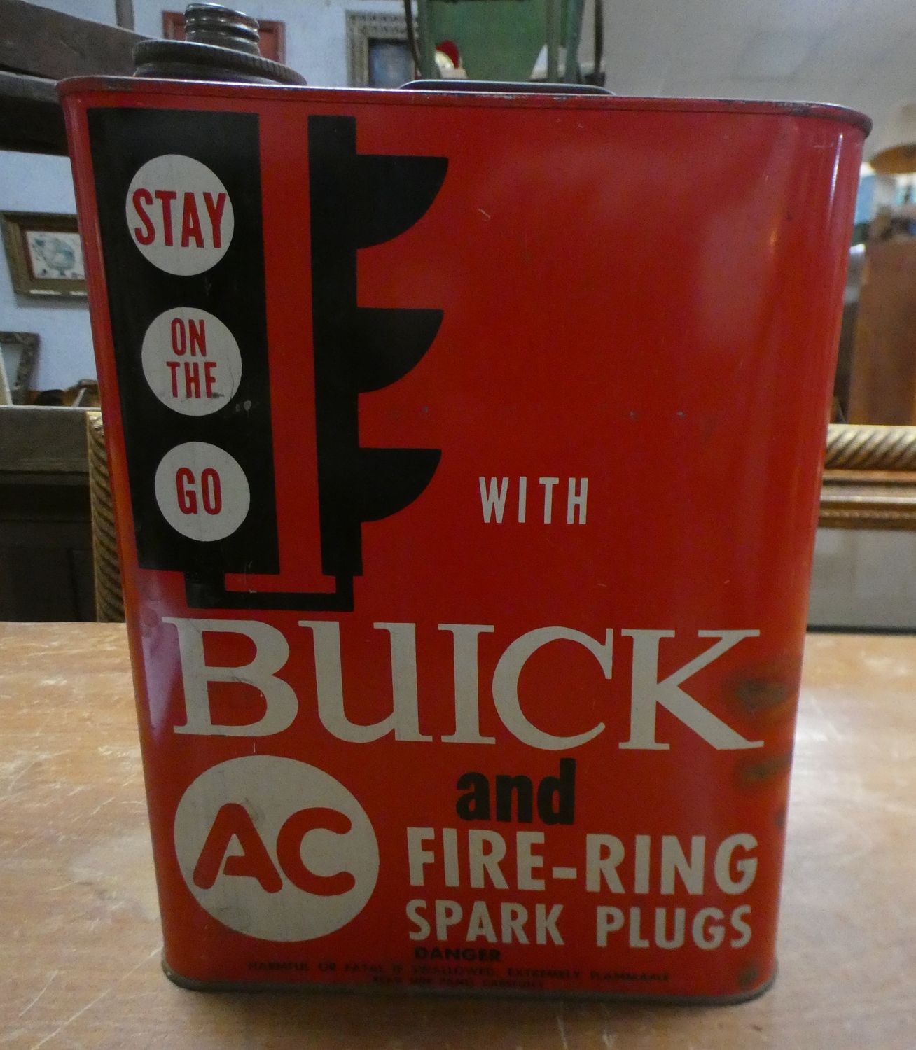 Buick AC and Fire-Ring Spark Plugs 2 gallon gas can