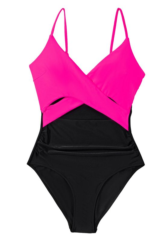 Pink/Black One-Piece Bikini