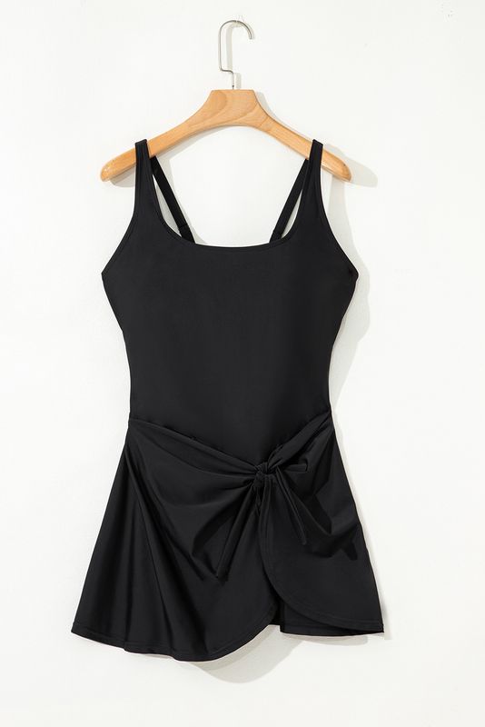 Black Swim Dress with Tied Waist