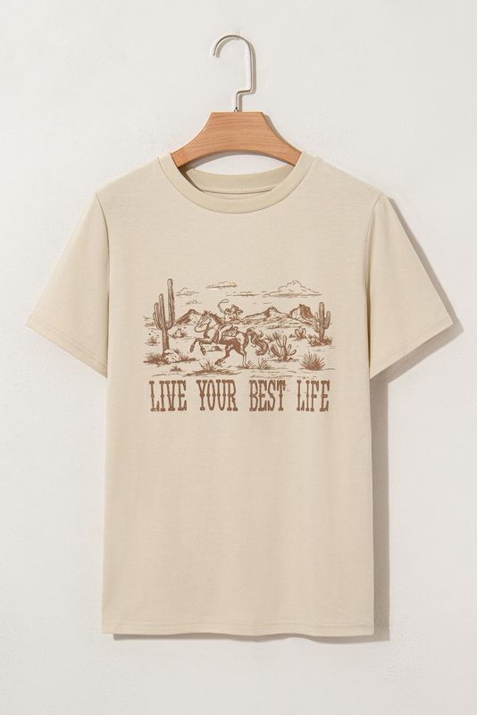 Beige &quot;Live Your Best Life&quot; Tee