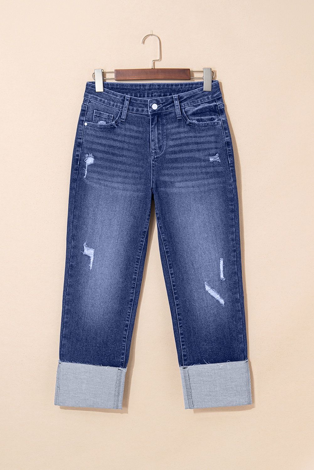 Real Teal Distressed High-Waist Jeans, Size: 4