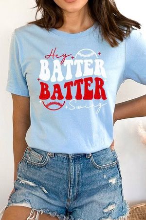 &quot;Hey Batter Batter Swing&quot; Game Day Graphic Tee, Color: Aqua, Size: xS