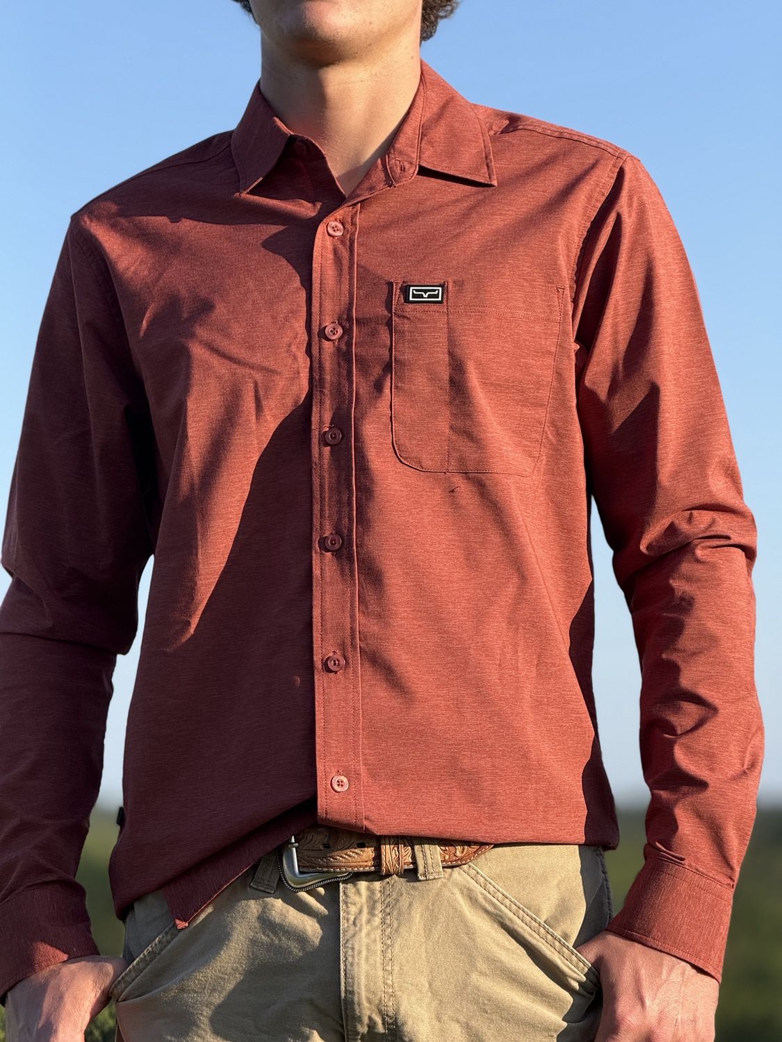 Kimes Long Sleeve Dress Shirt, Color: Red, Size: Small