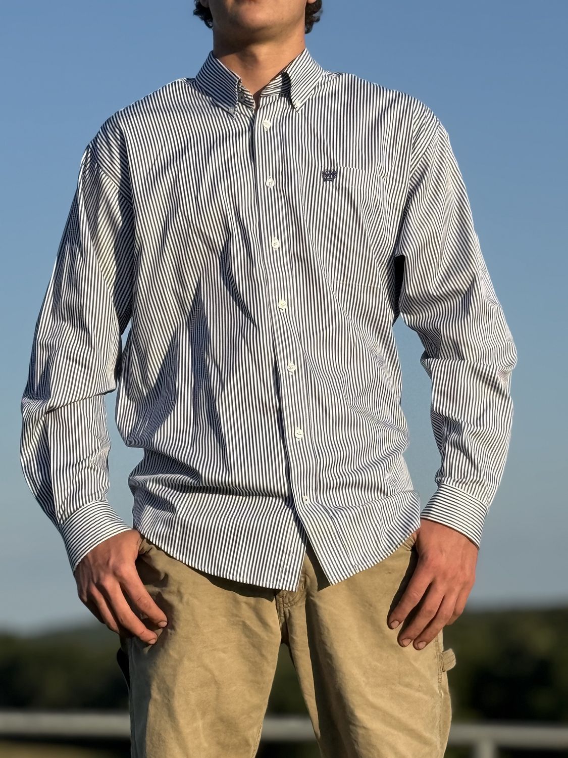 Cinch Mens Royal Stripe, Size: Medium