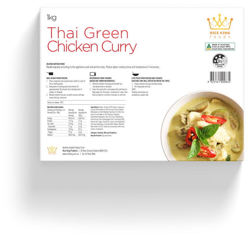 Rice King Thai Green Chicken Curry 1kg