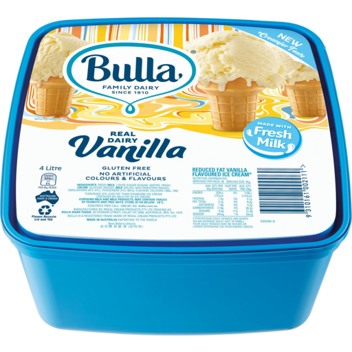 Bulla Vanilla Ice Cream 4Ltr Bulla Vanilla Ice Cream 4Ltr