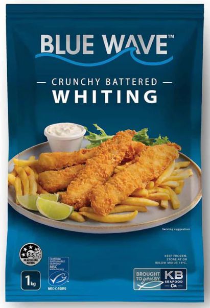 Blue Wave Crunchy Battered Whiting Fillets 1kg