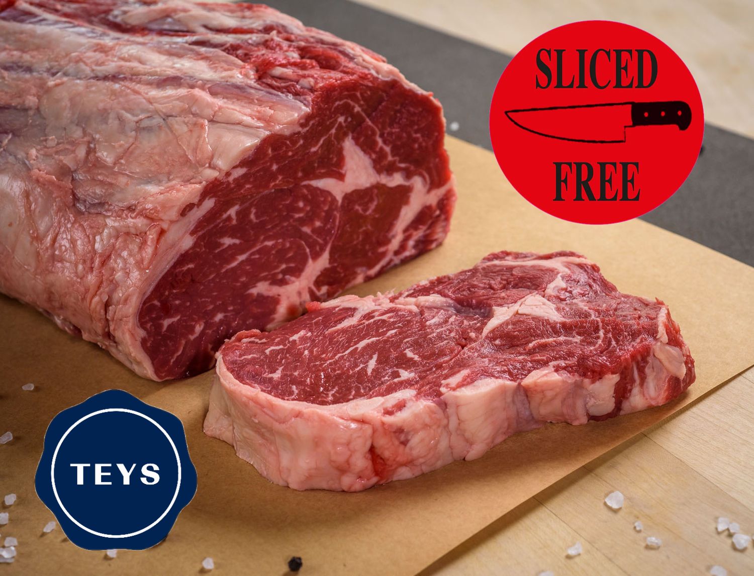 Whole Beef Scotch Fillet (Cube Roll) Yearling Prime Grass Fed Sliced Free - Grass Fed per KG