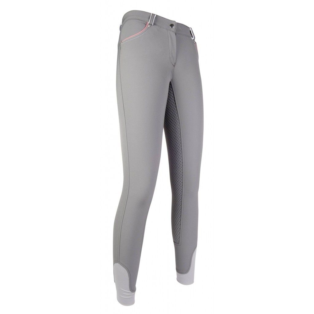 HKM Breeches Black &amp; White- Silicone seat gray
