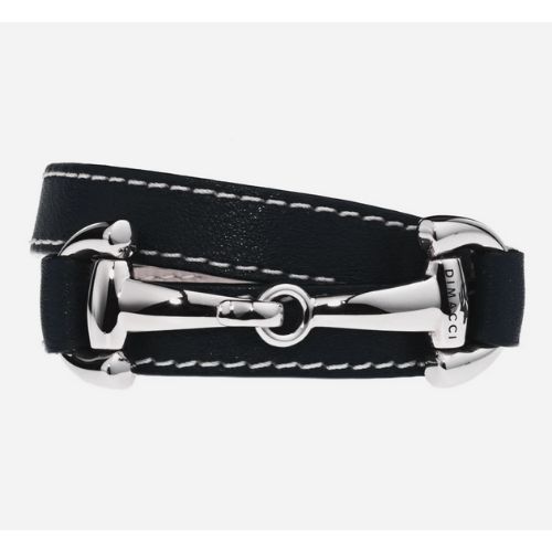 Dimacci Armband leer drie keer omwikkeld met roestvrijstalen bitsluiting
