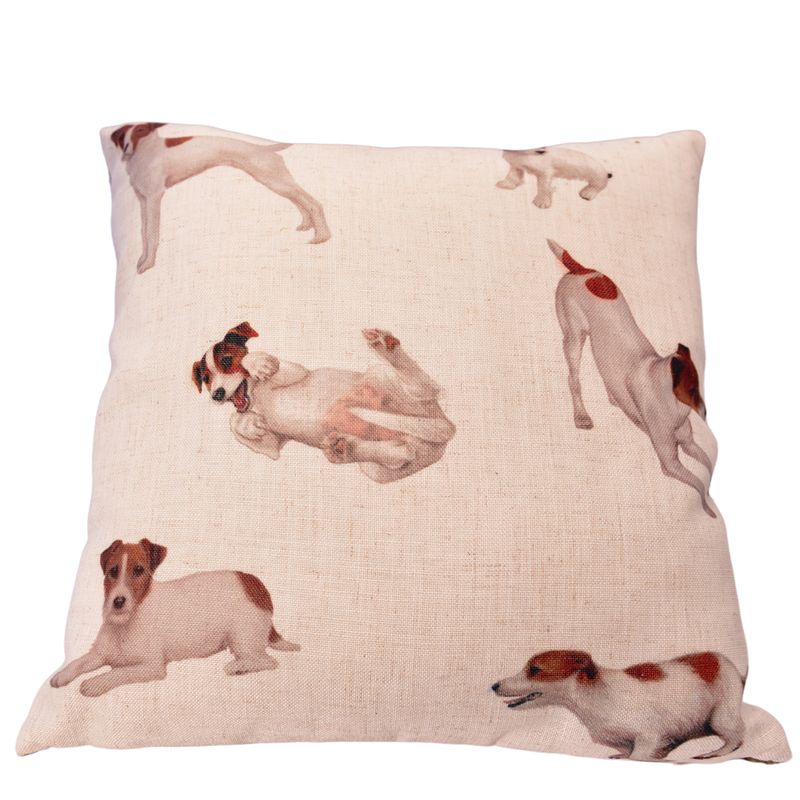 Gray&#39;s Kussen met Jack Russel print en geruite achterkant