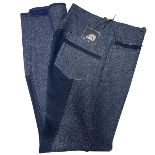 Ruitergilde Rijbroek Jeans Denim Tara met leren zitvlak jeugdmaten