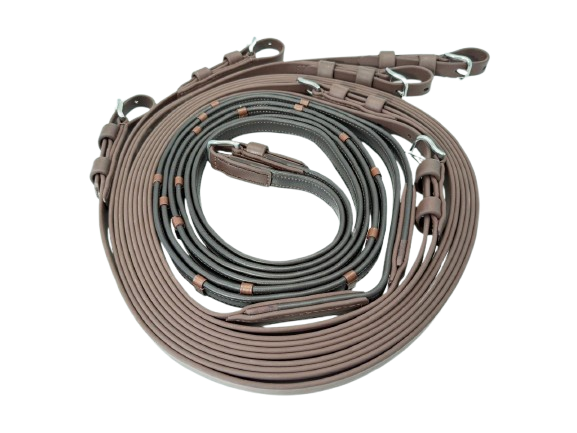 Kieffer Zweispänner Leine synthetik, Handende Softleder und Stoppers