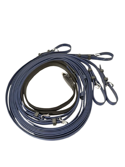 Blue synthetic rein for pair horses.