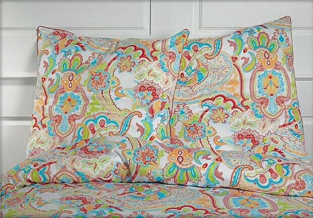 Bettwäsche Set Satin PAISLEY Rot 155x220+80x80