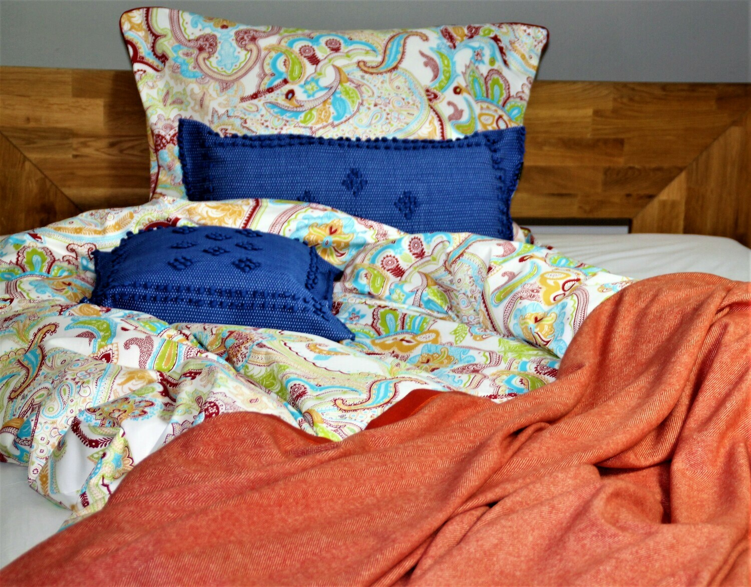 Bettwäsche Set Satin PAISLEY ROT 155x220+80x80